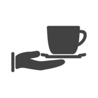 servir l'icône noire de glyphe de thé vecteur