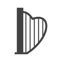 icône noire de glyphe de harpe vecteur