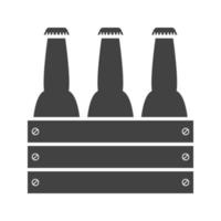 icône noire de glyphe de bouteilles de bière vecteur