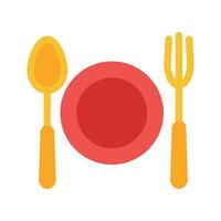 assiette avec fourchette et couteau plat icône multicolore vecteur