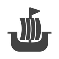 icône noire de glyphe de bateau viking vecteur