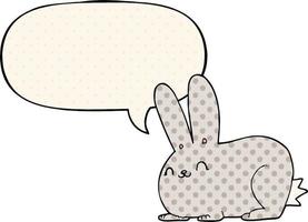 lapin de dessin animé et bulle de dialogue dans le style de la bande dessinée vecteur