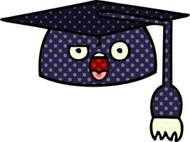 chapeau de graduation de dessin animé de style bande dessinée vecteur