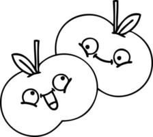 dessin au trait pomme juteuse de dessin animé vecteur