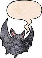 dessin animé vampire halloween chauve-souris et bulle de dialogue dans un style de texture rétro vecteur
