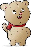 dessin animé mignon ours en peluche avec écharpe vecteur