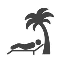 allongé sur l'icône noire de glyphe de plage vecteur