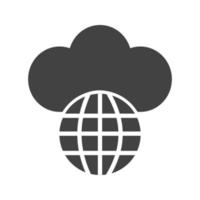 icône noire de glyphe de nuage global vecteur