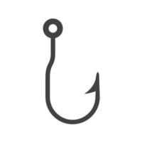 icône noire de glyphe de crochet de pêche vecteur