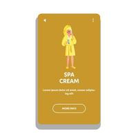 crème spa jeune femme appliquant sur le vecteur de visage