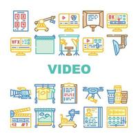 icônes de production et de création vidéo définies vecteur