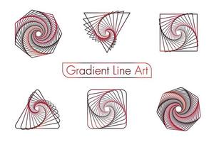 ensemble d'art de ligne de gradient de spirales, éléments de conception, motifs abstraits de ligne. tourbillon en spirale, ligne de torsion