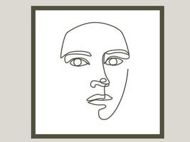 femme face à un dessin au trait. art de dessin au trait continu. illustration de ligne vectorielle. oeuvre de dessin noir blanc minimaliste vecteur