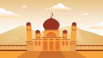 belle illustration de paysage de vecteur de mosquée