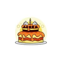 gâteau éponge coloré, gâteau d'anniversaire, illustration vectorielle de gâteau de mariage vecteur