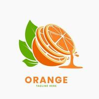 logo de fruit orange ou logo de jus d'orange. modèle d'élément d'icône de fruits frais vecteur