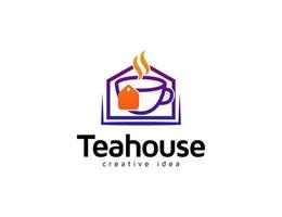 modèle de conception de logo thé et maison vecteur