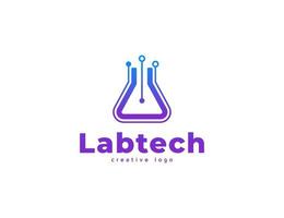 symbole de laboratoire moderne et modèle de conception de logo de technologie vecteur