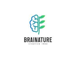 création de logo nature cerveau avec illustration de feuilles vecteur