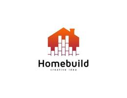 construire le logo de la maison avec un modèle de conception d'illustration de briques vecteur
