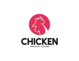 création de logo tête de coq de poulet avec style cercle vecteur