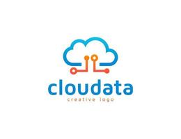 modèle de conception de logo de symbole de données cloud et technologique vecteur
