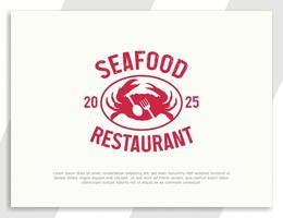 logo de restaurant de fruits de mer vintage avec illustration de crabe vecteur