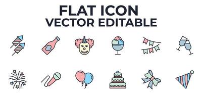 éléments de fête définir le modèle de symbole d'icône pour l'illustration vectorielle du logo de la collection de conception graphique et web vecteur