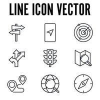 emplacement de la carte et modèle de symbole d'icône de jeu de navigation pour l'illustration vectorielle du logo de la collection de conception graphique et web vecteur