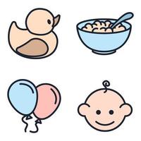 bébés, jouets pour bébés, alimentation et soins ensemble modèle de symbole d'icône pour illustration vectorielle de logo de collection de conception graphique et web vecteur