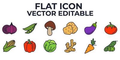 les éléments végétariens et végétaux définissent le modèle de symbole d'icône pour l'illustration vectorielle du logo de la collection de conception graphique et web
