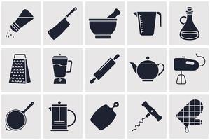 modèle de symbole d'icône de jeu de cuisine et de cuisine pour illustration vectorielle de logo de collection de conception graphique et web vecteur