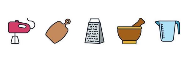 modèle de symbole d'icône de jeu de cuisine et de cuisine pour illustration vectorielle de logo de collection de conception graphique et web vecteur