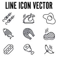 modèle de symbole d'icône de jeu de nourriture de viande pour l'illustration vectorielle de logo de collection de conception graphique et web vecteur