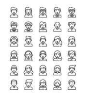 dessin animé personnes avatar image profil simple ligne conception icône pack illustration vectorielle vecteur