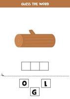 jeu d'orthographe pour les enfants. rondin de bois. vecteur