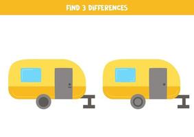 trouver trois différences entre deux caravanes itinérantes. vecteur