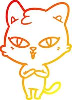 chat de dessin animé de dessin de ligne de gradient chaud vecteur