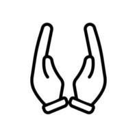 vecteur deux mains protégeant l'icône. icône de geste de la main. style d'icône de ligne. illustration de conception simple modifiable