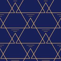 motif harmonieux de lignes géométriques dorées sous forme de triangles et de tirets sur fond bleu foncé. vecteur