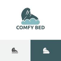 grand lit confortable canapé nuage de morse logo de meubles de maison vecteur
