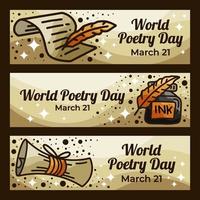 ensemble de bannières de la journée mondiale de la poésie vecteur
