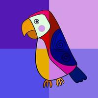 oiseau coloré avec des formes géométriques, illustration vectorielle de caractère icône décorative.