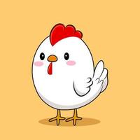 poulet mignon, coq, poule, illustration vectorielle de petit poulet icône caractère. symbole de la ferme avicole animale.