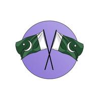 deux drapeaux du pakistan adaptés pour célébrer le jour de l'indépendance du pakistan et d'autres vecteur