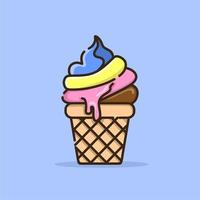 icône de crème glacée illustration vectorielle sur fond bleu vecteur