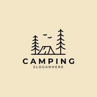 camping logo dessin au trait design d'illustration vectorielle minimaliste vecteur