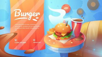 illustration d'un hamburger et d'un cola pour un café