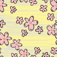 fleurs simples et motif sans couture de vecteur de texture de rayures horizontales