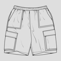 vecteur de dessin de contour de pantalon court, pantalon court dans un style de croquis, contour de modèle de formateurs, illustration vectorielle.